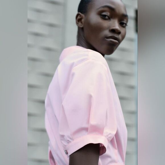 NWT ZARA POPLIN SHIRTDRESS pink - Picture 12 of 13